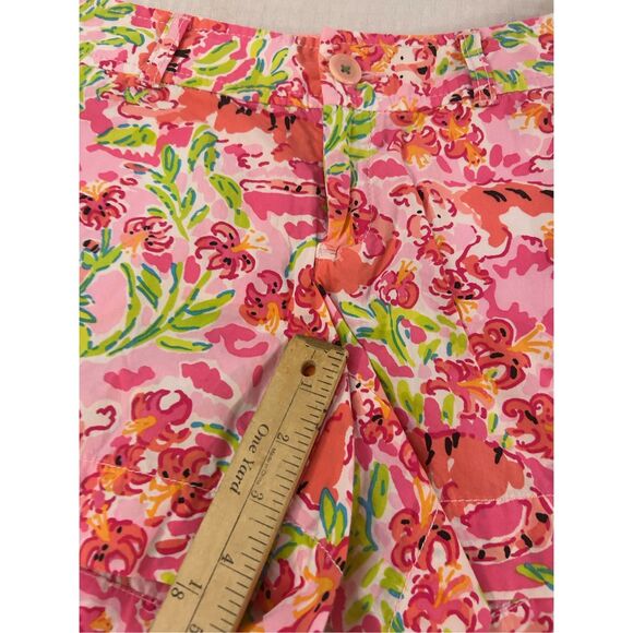 Lilly Pulitzer shorts size 4 small pink tigers flowers rn#88189 - Picture 8 of 8
